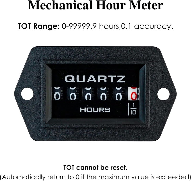 Jayron Mechanical Maintenance Hour Meter AC/DC 8-80V Analog Clock No Battery Long Life Surface Waterproof Design Easy Installation,for Generator Air Compressor Lawn Mowers Snowblower… - Image 3